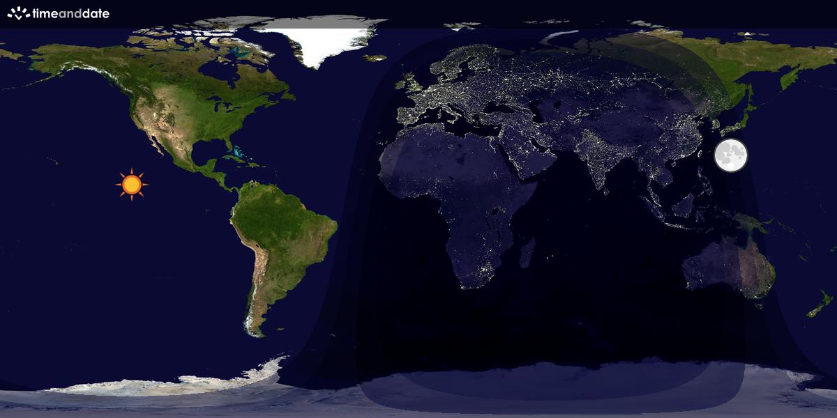 Verdenskart som viser dag og natt 
