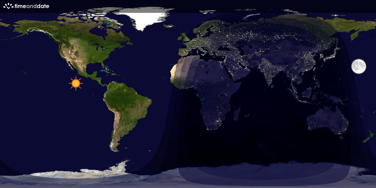 Verdenskart som viser dag og natt 