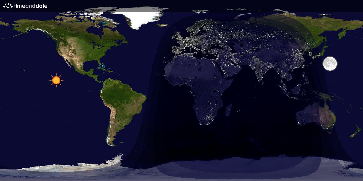 Verdenskart som viser dag og natt 
