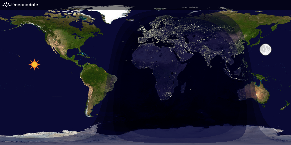 Verdenskart som viser dag og natt 