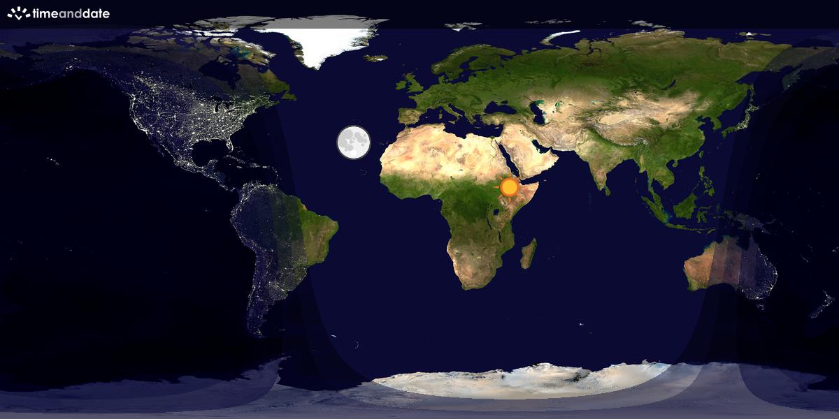 Verdenskart som viser dag og natt 