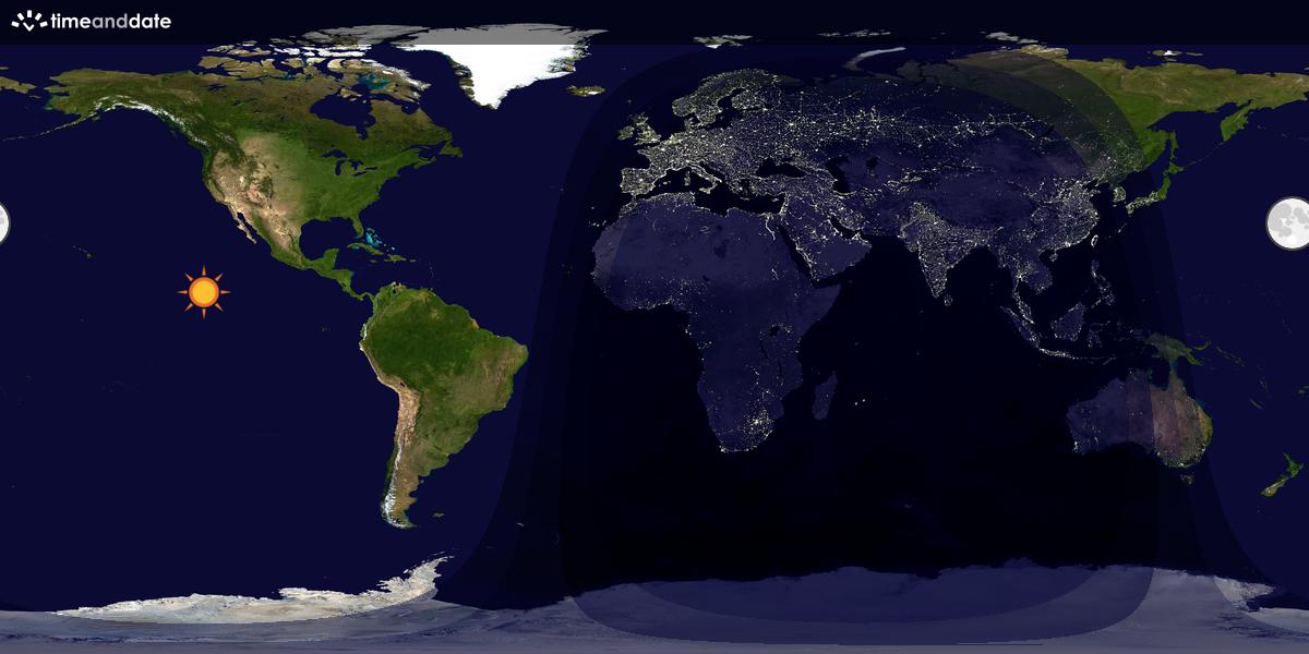 Verdenskart som viser dag og natt 