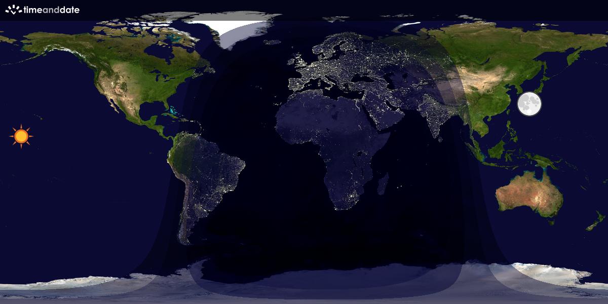 Verdenskart som viser dag og natt 
