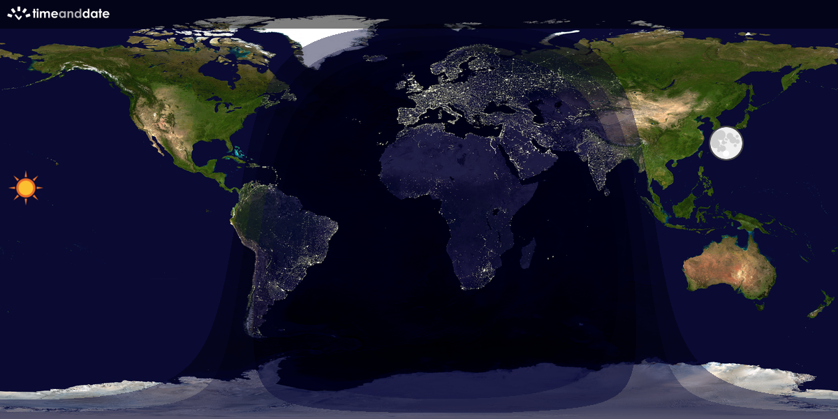 Verdenskart som viser dag og natt 