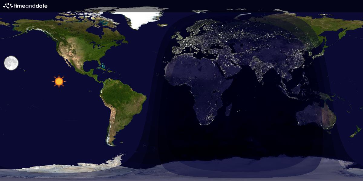 Verdenskart som viser dag og natt 