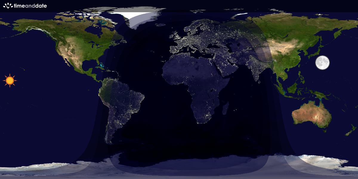 Verdenskart som viser dag og natt 