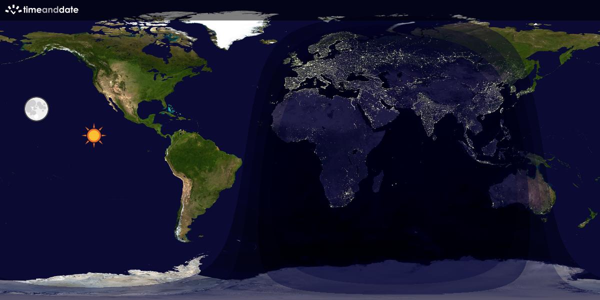 Verdenskart som viser dag og natt 