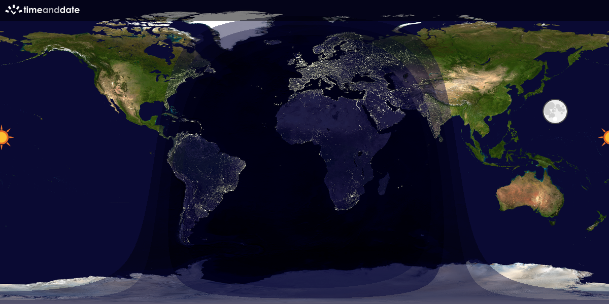 Verdenskart som viser dag og natt 