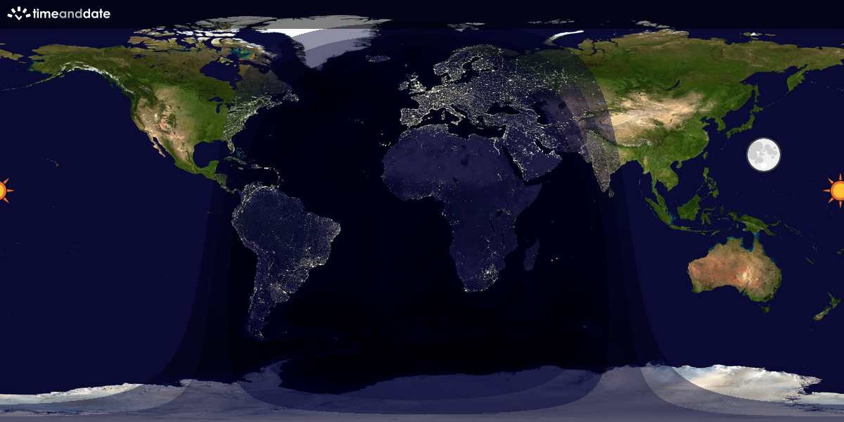 Verdenskart som viser dag og natt 
