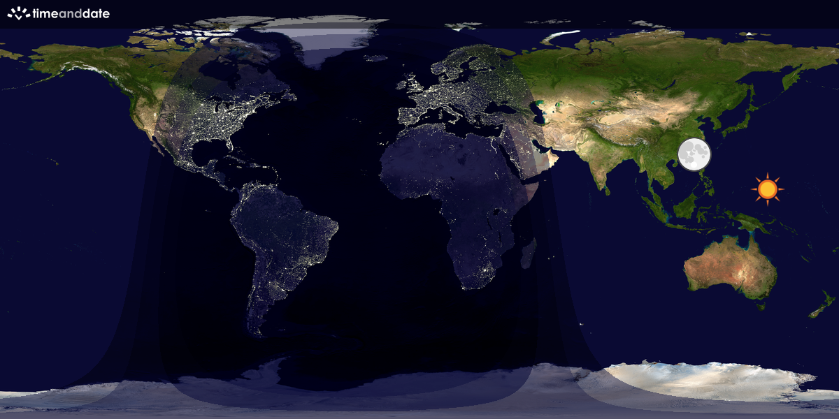 Verdenskart som viser dag og natt 