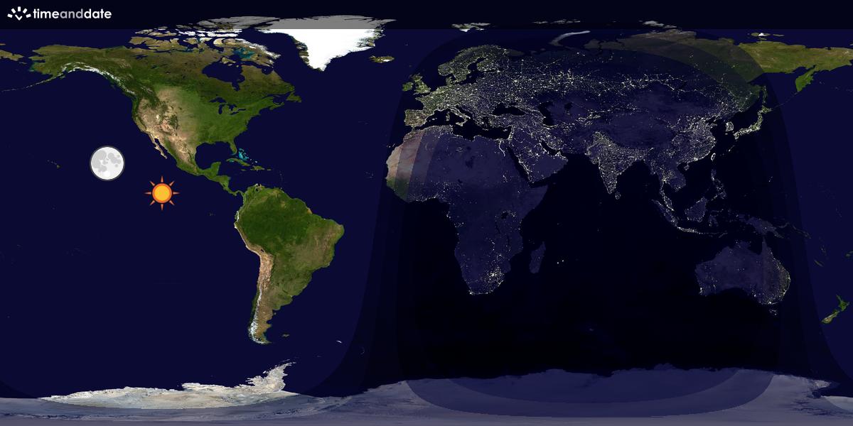 Verdenskart som viser dag og natt 