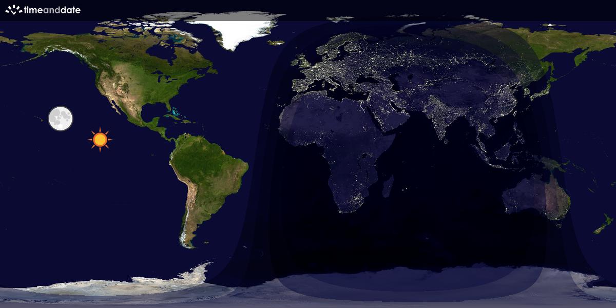 Verdenskart som viser dag og natt 
