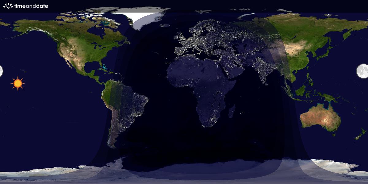 Verdenskart som viser dag og natt 