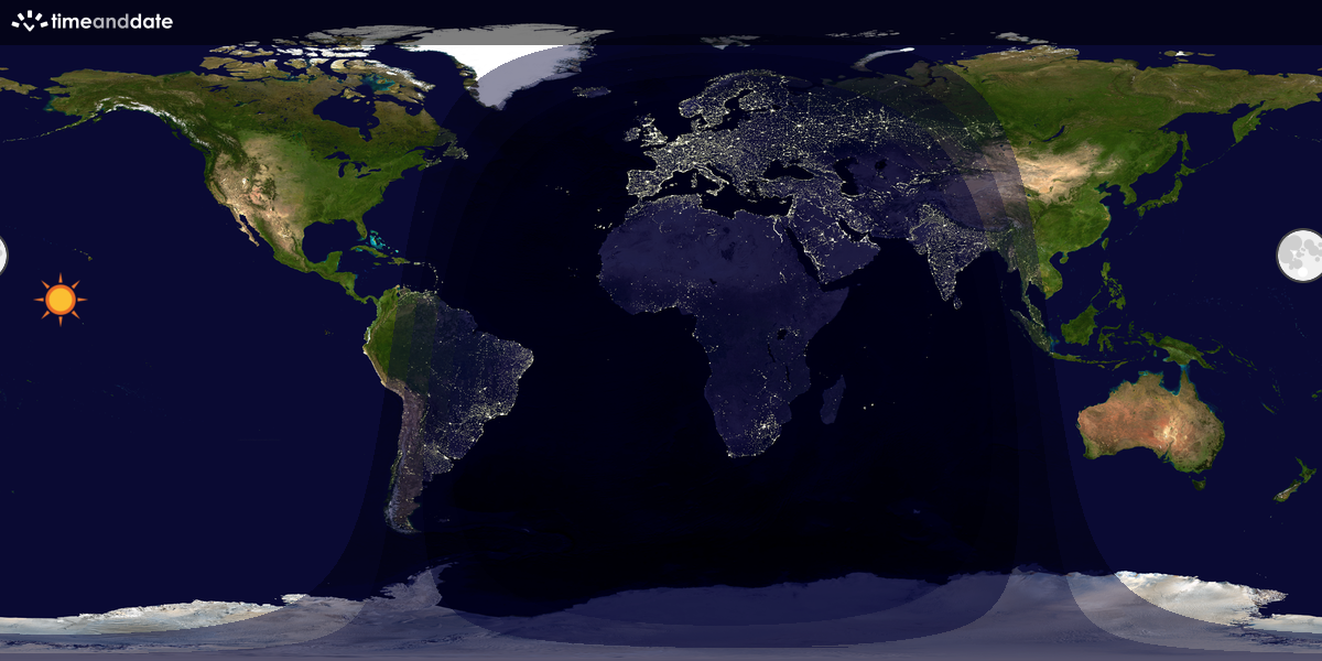 Verdenskart som viser dag og natt 