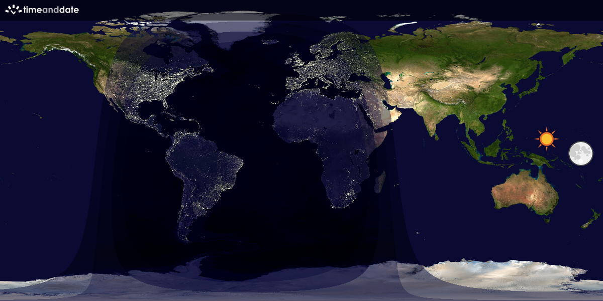 Verdenskart som viser dag og natt 