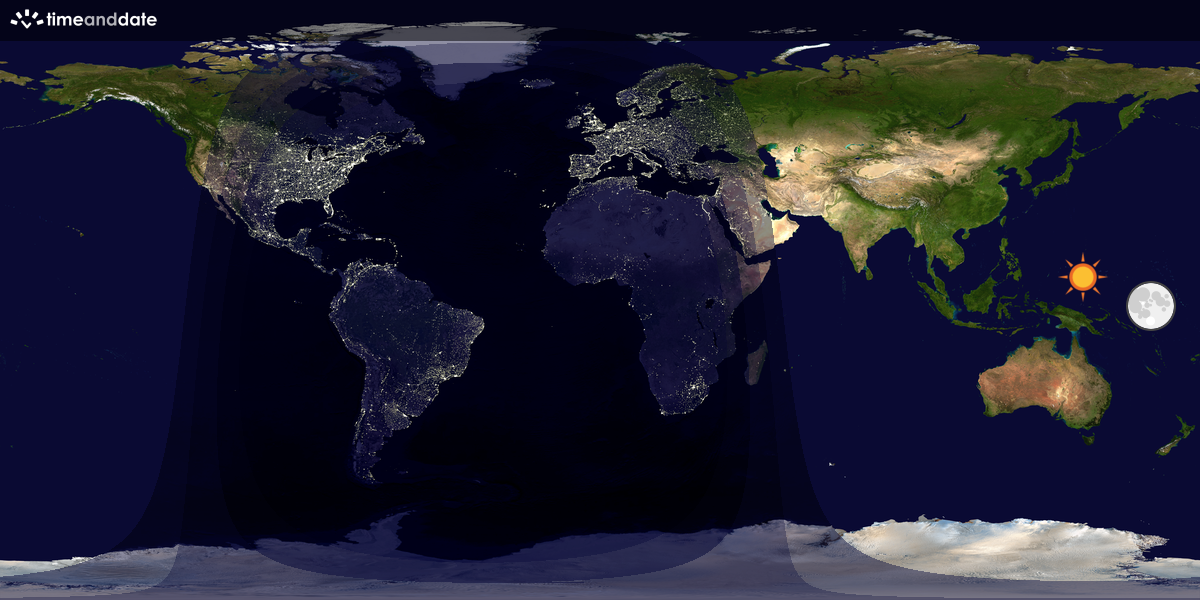 Verdenskart som viser dag og natt 