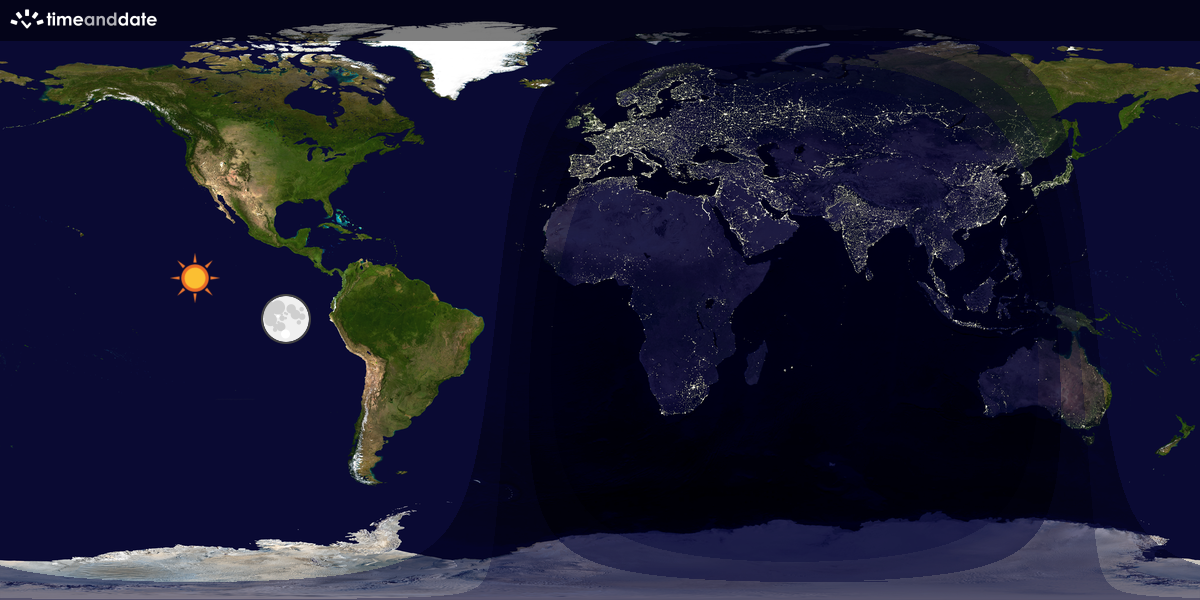 Verdenskart som viser dag og natt 