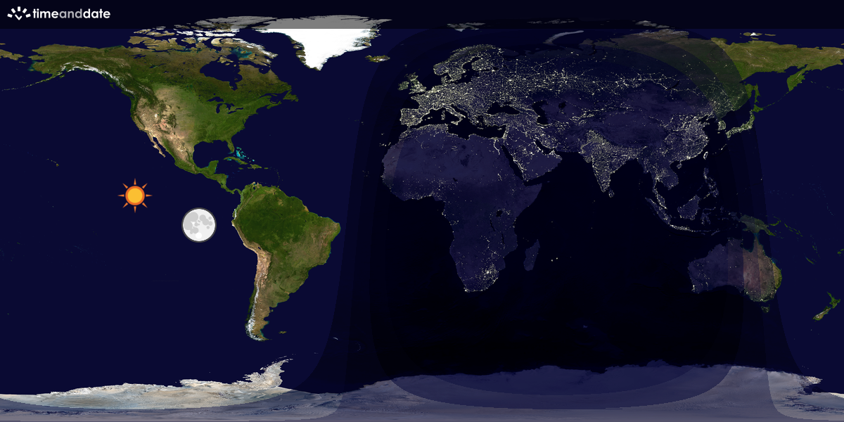 Verdenskart som viser dag og natt 