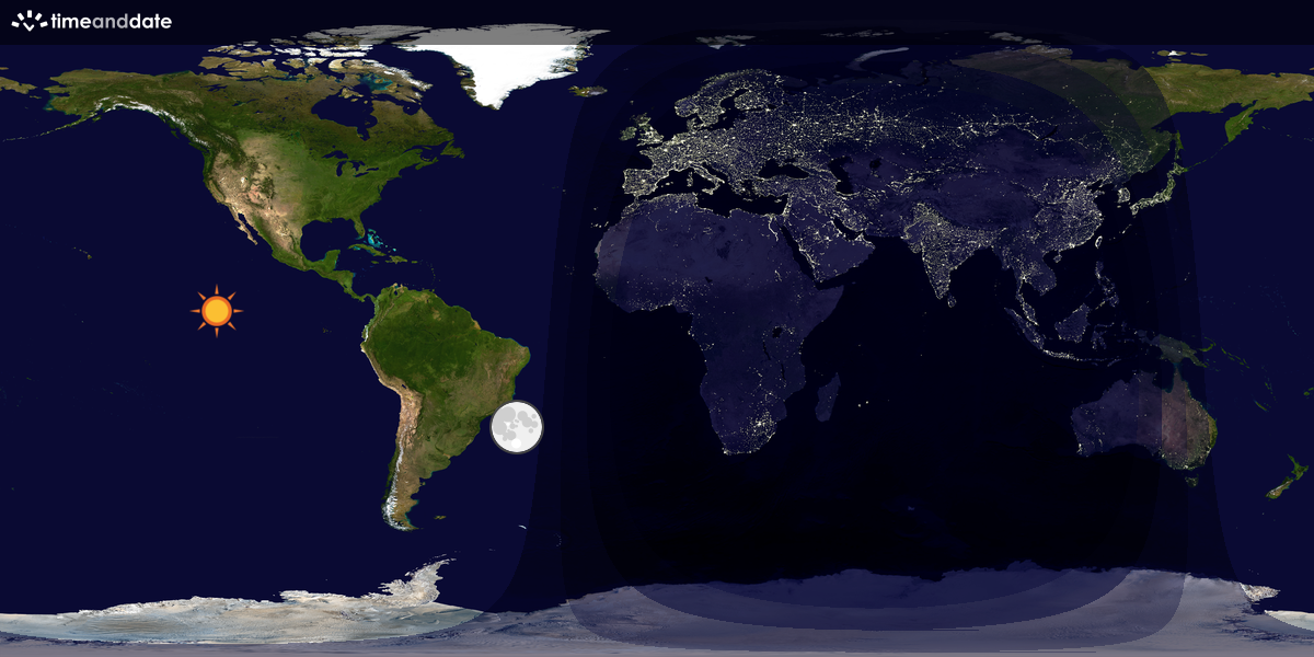 Verdenskart som viser dag og natt 