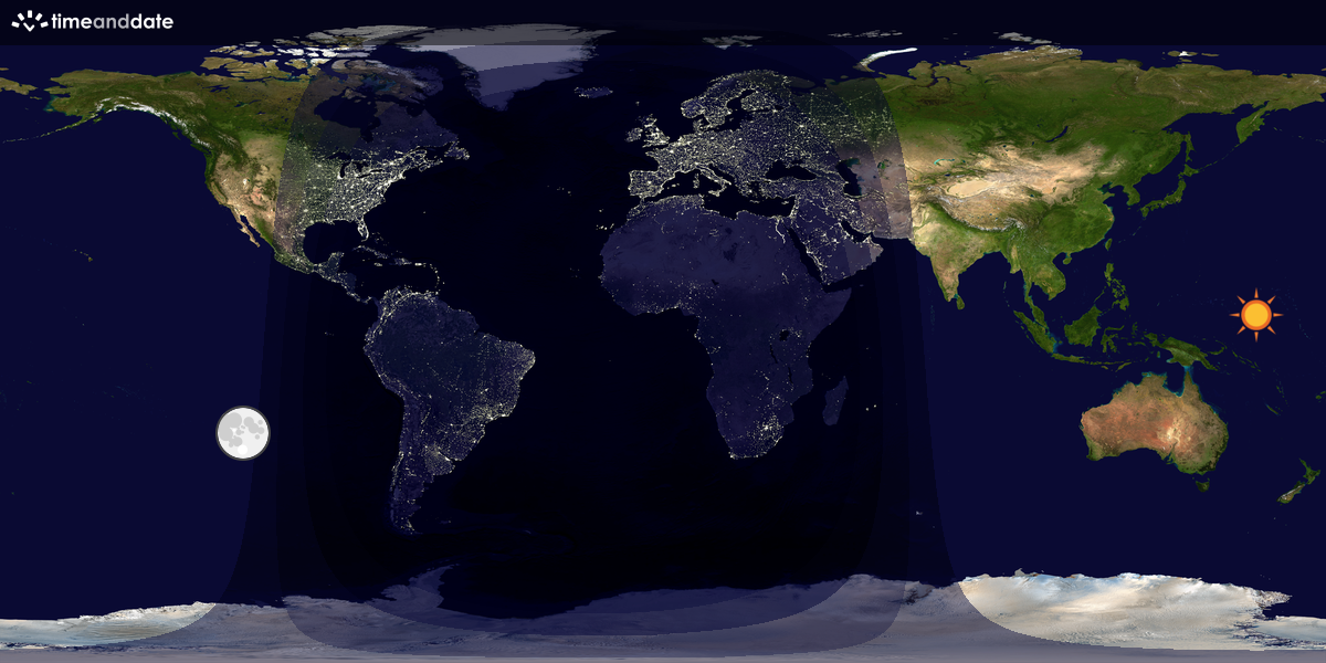 Verdenskart som viser dag og natt 