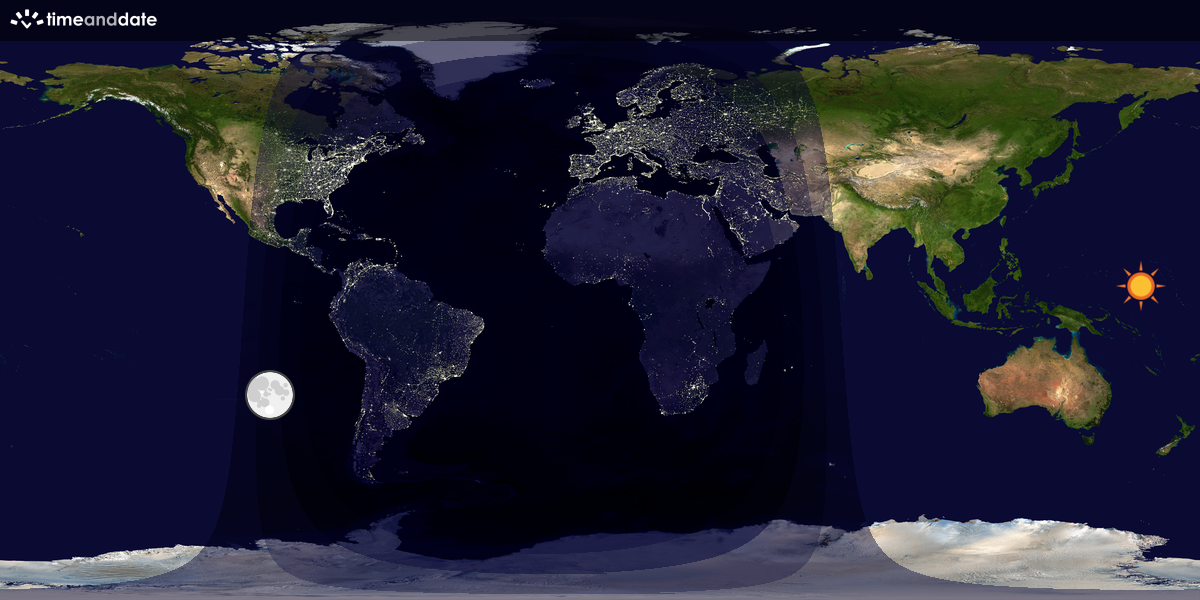Verdenskart som viser dag og natt 