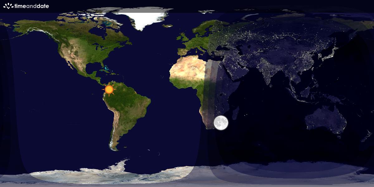 Verdenskart som viser dag og natt 