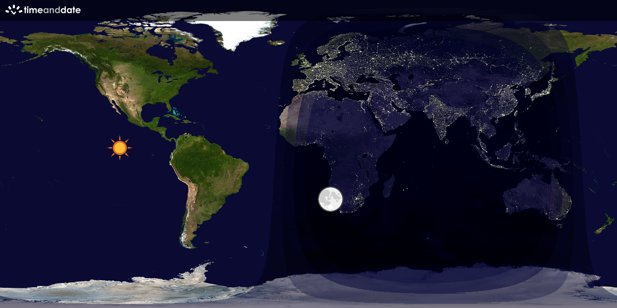 Verdenskart som viser dag og natt 