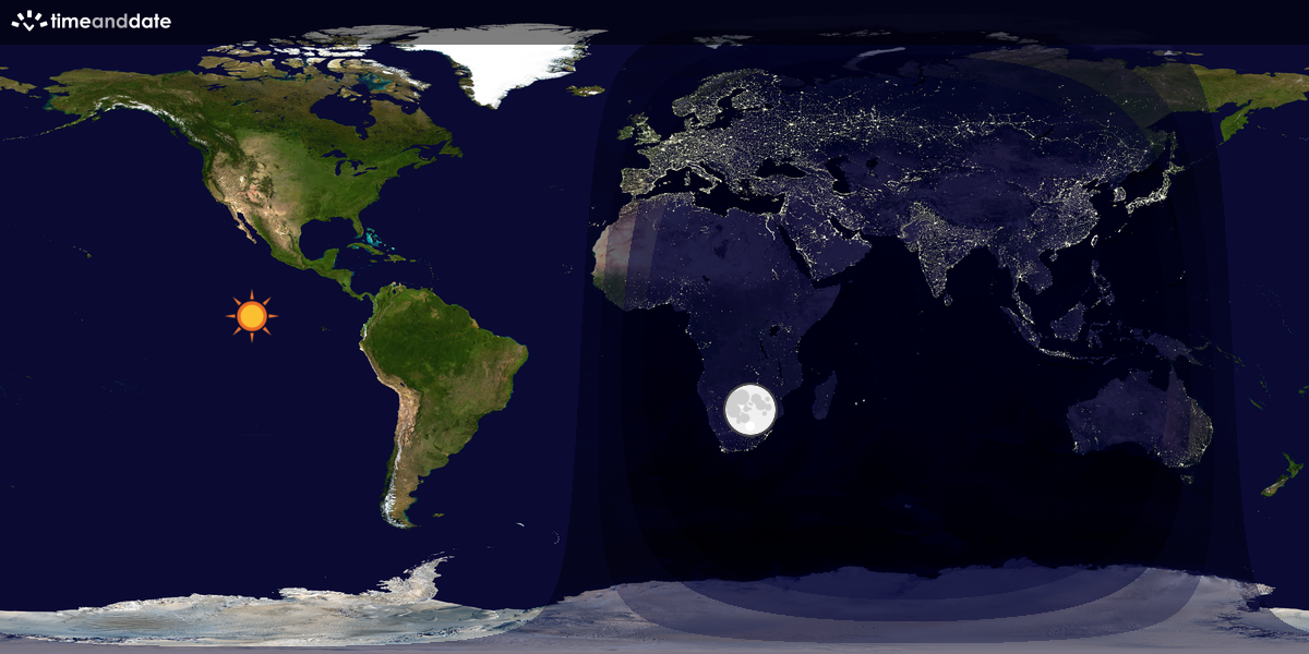 Verdenskart som viser dag og natt 