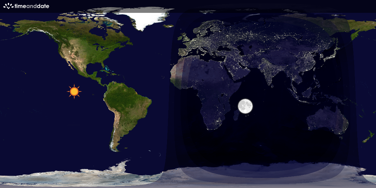 Verdenskart som viser dag og natt 
