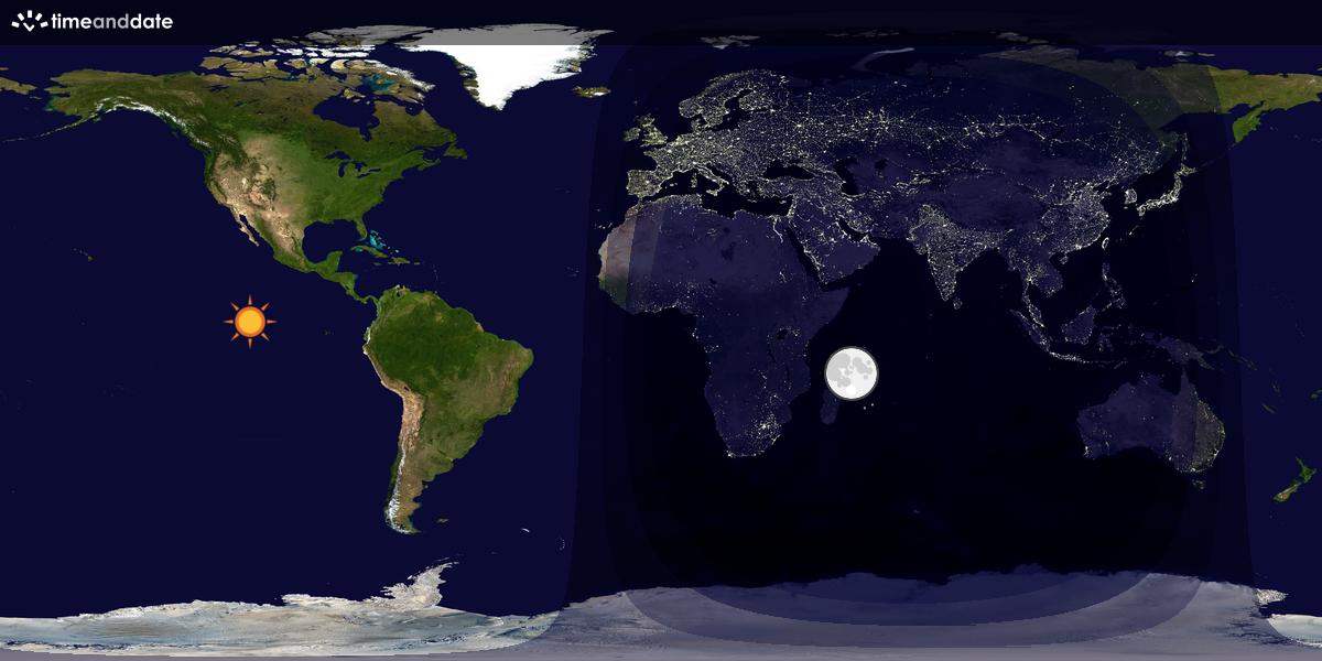 Verdenskart som viser dag og natt 