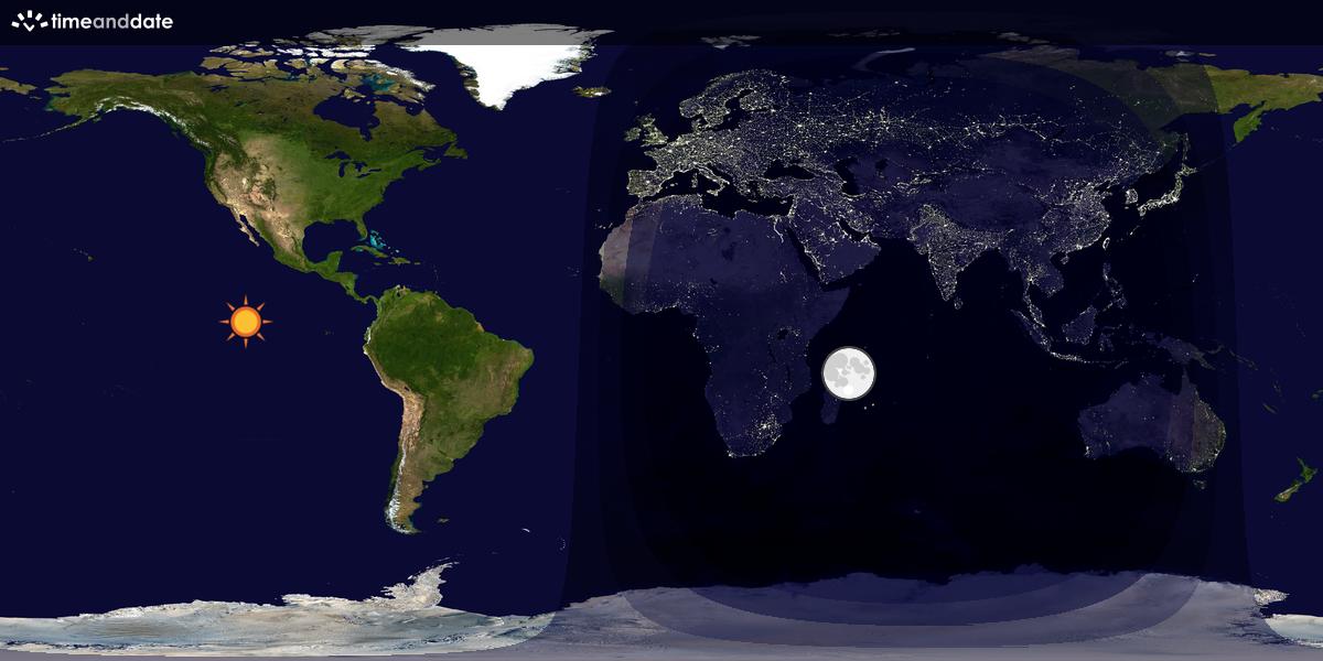 Verdenskart som viser dag og natt 