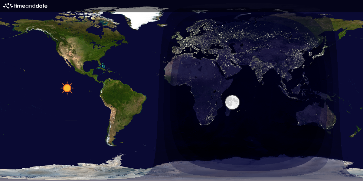 Verdenskart som viser dag og natt 