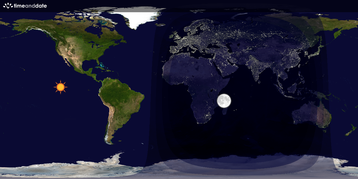 Verdenskart som viser dag og natt 