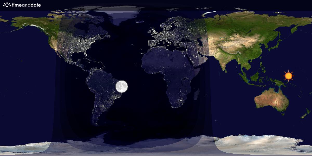 Verdenskart som viser dag og natt 