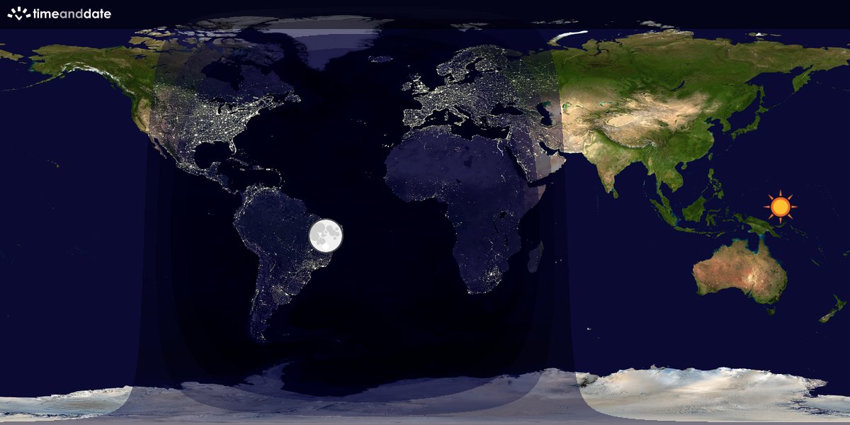 Verdenskart som viser dag og natt 