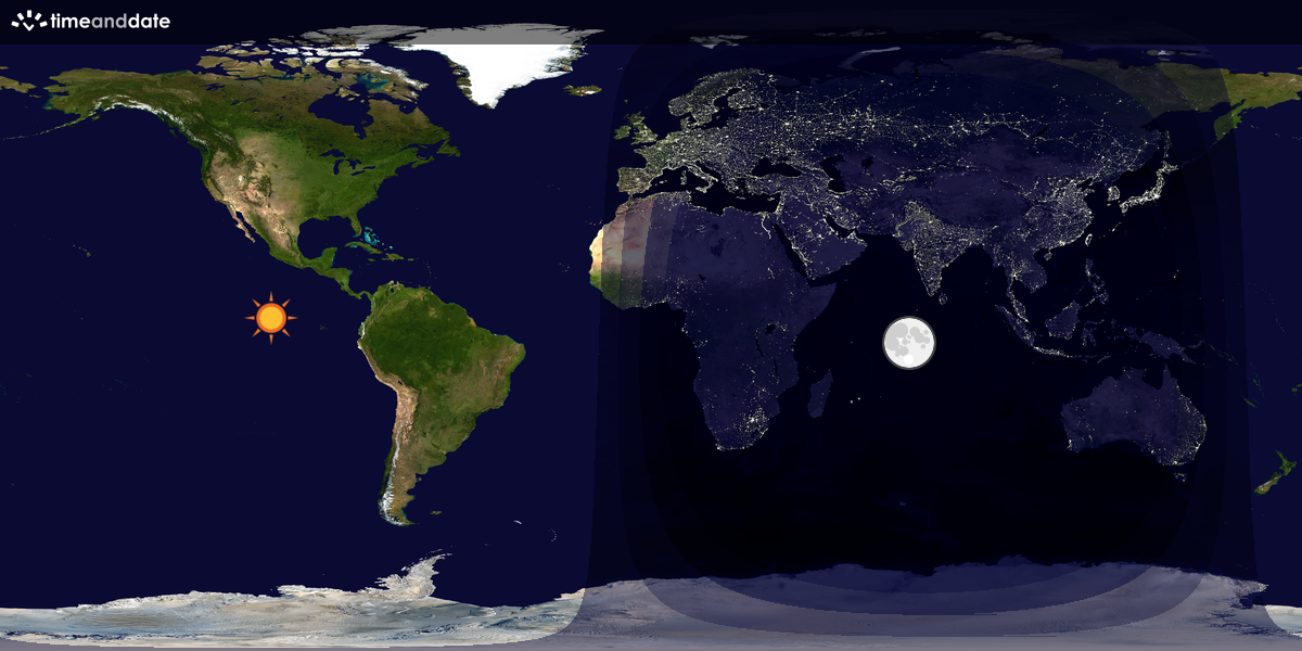 Verdenskart som viser dag og natt 