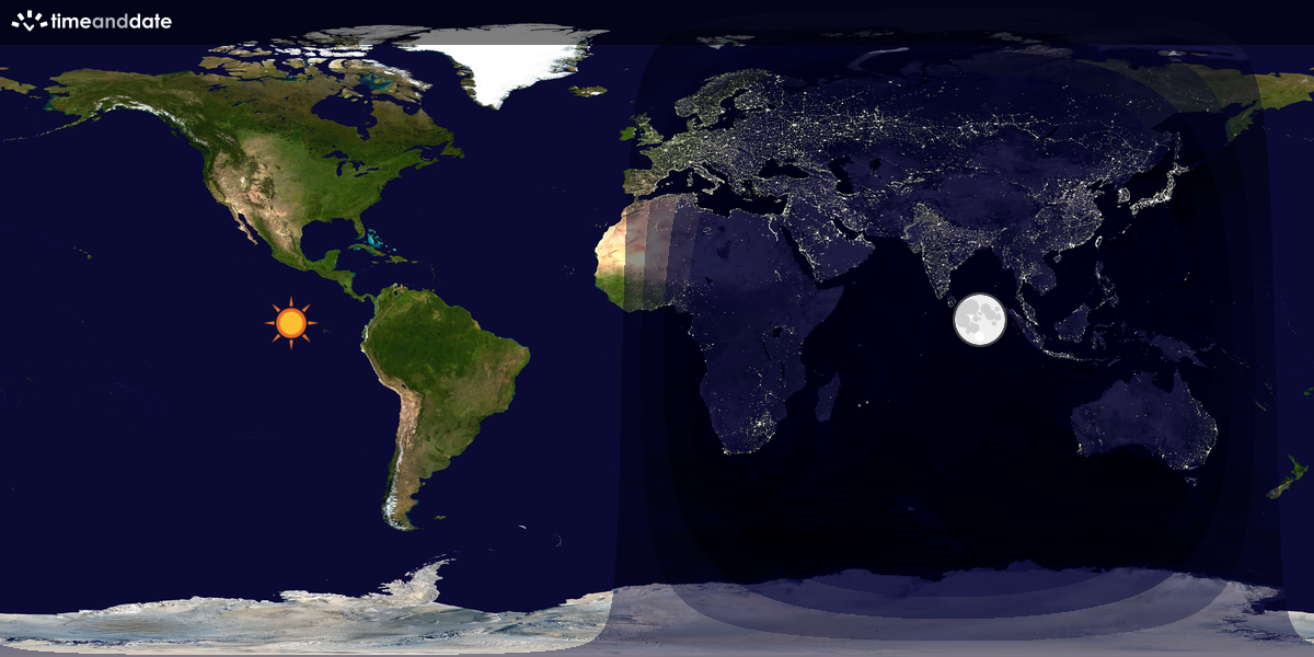 Verdenskart som viser dag og natt 