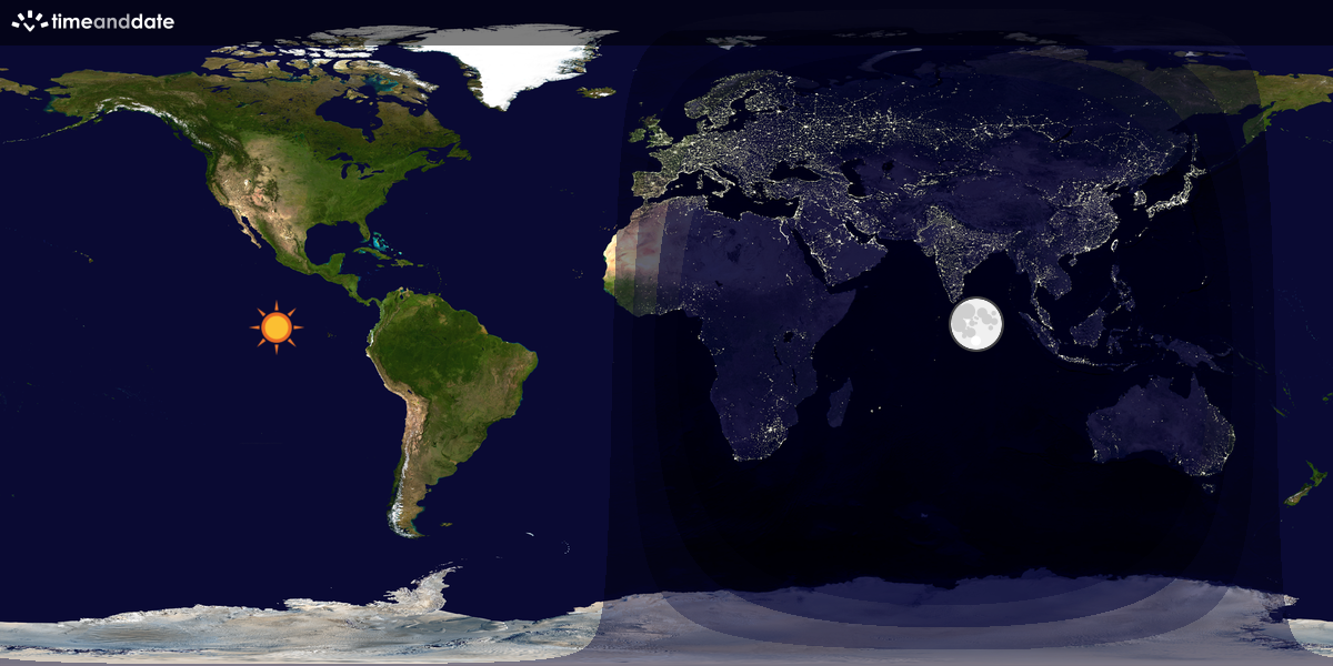 Verdenskart som viser dag og natt 
