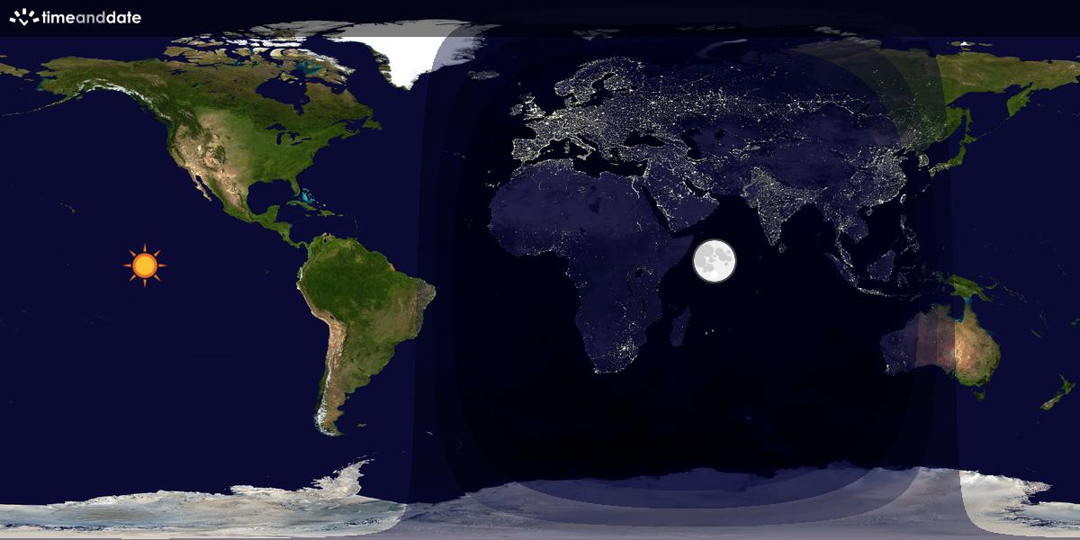 Verdenskart som viser dag og natt 