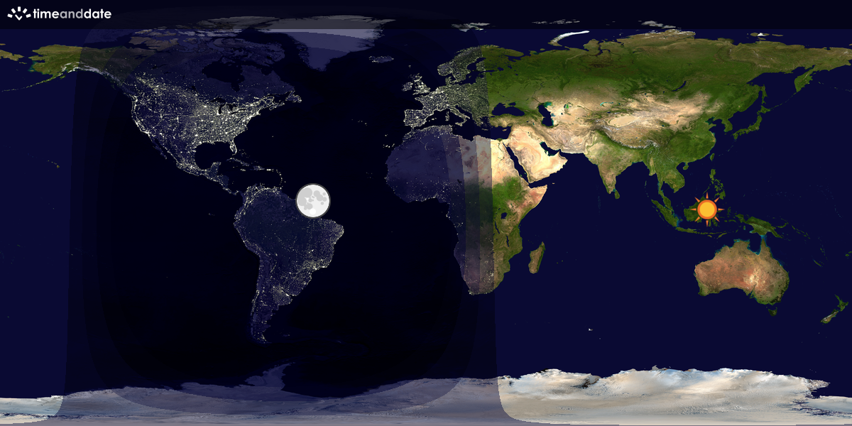 Verdenskart som viser dag og natt 