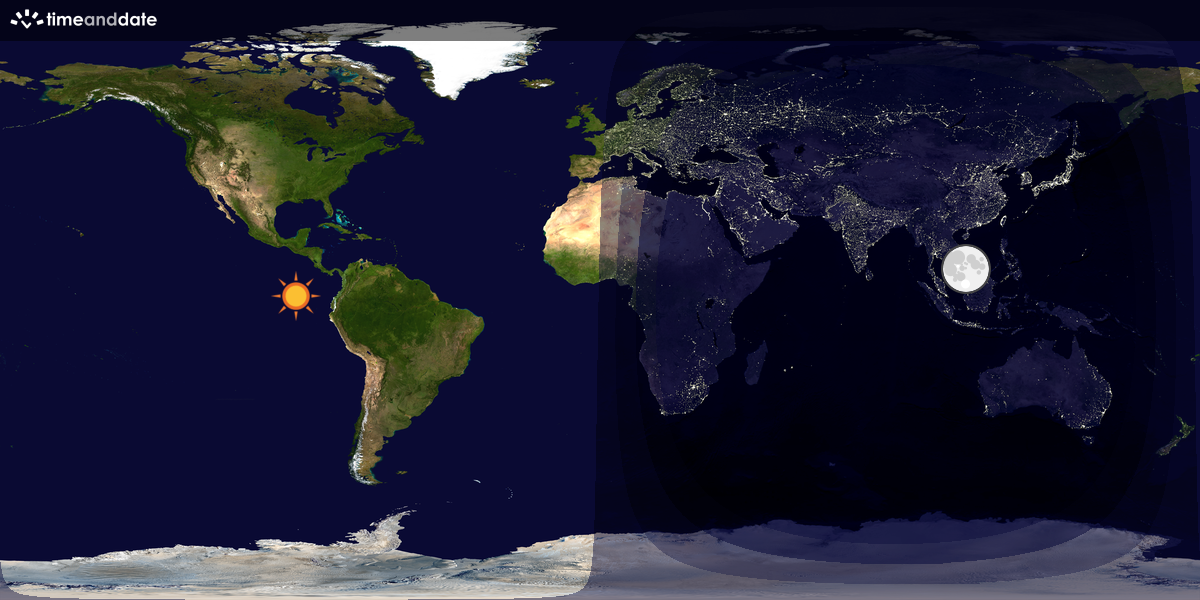 Verdenskart som viser dag og natt 