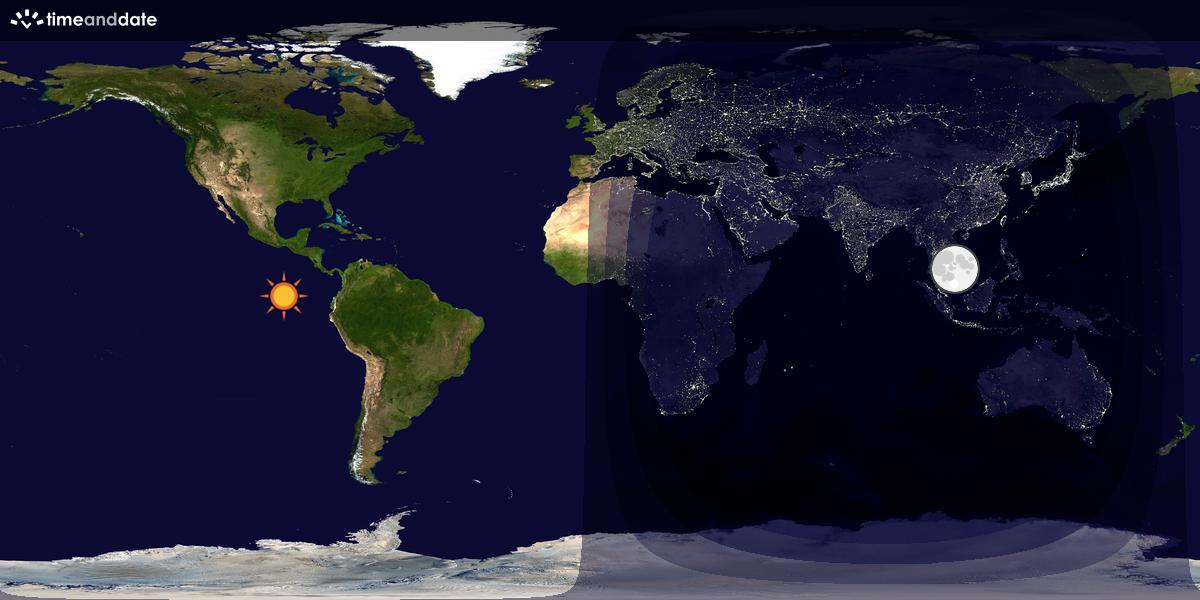 Verdenskart som viser dag og natt 
