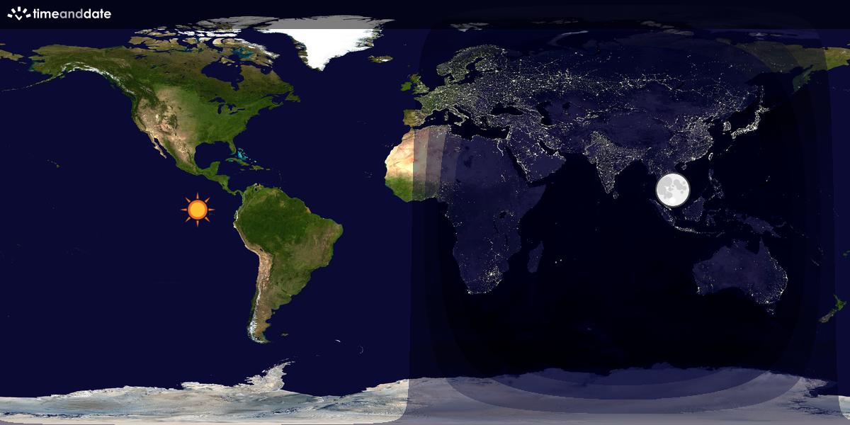 Verdenskart som viser dag og natt 