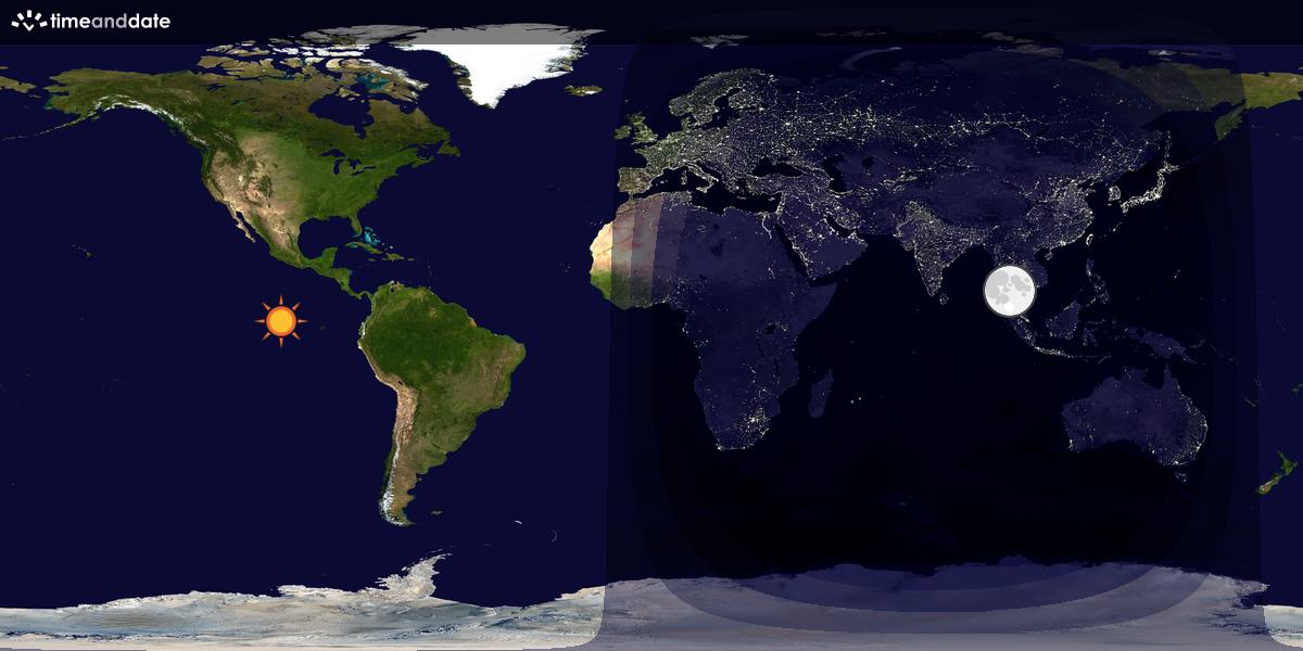 Verdenskart som viser dag og natt 