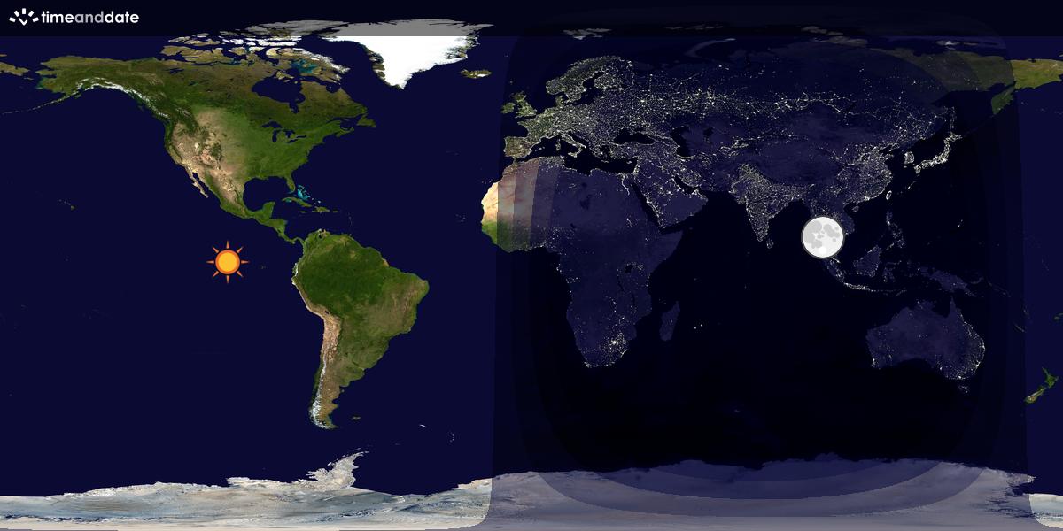 Verdenskart som viser dag og natt 