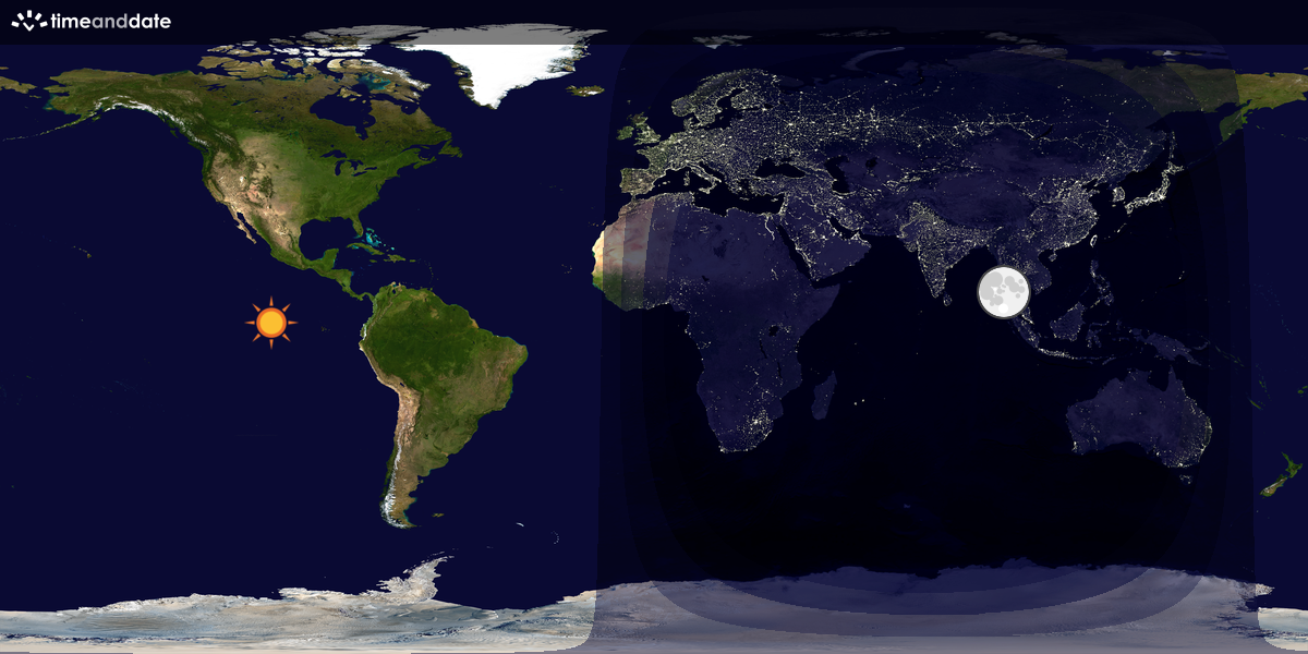Verdenskart som viser dag og natt 