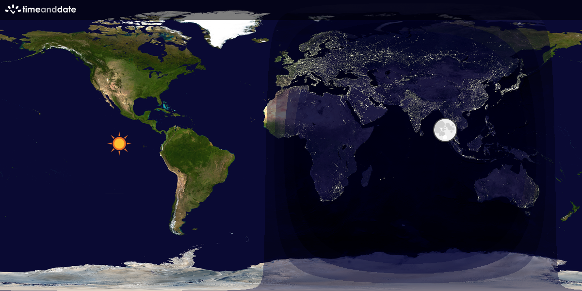 Verdenskart som viser dag og natt 