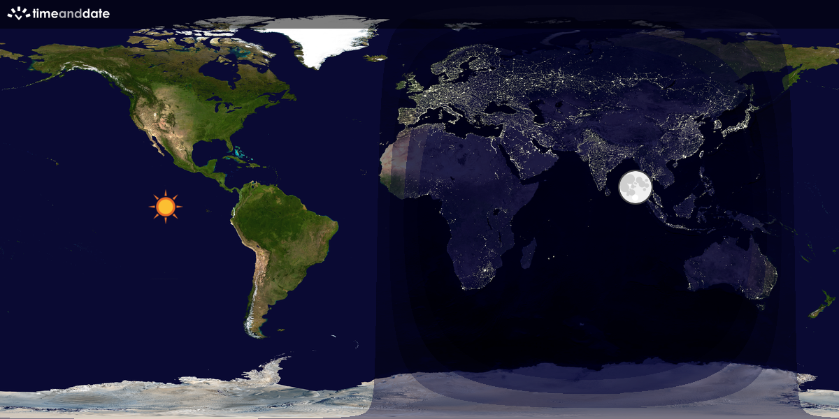 Verdenskart som viser dag og natt 