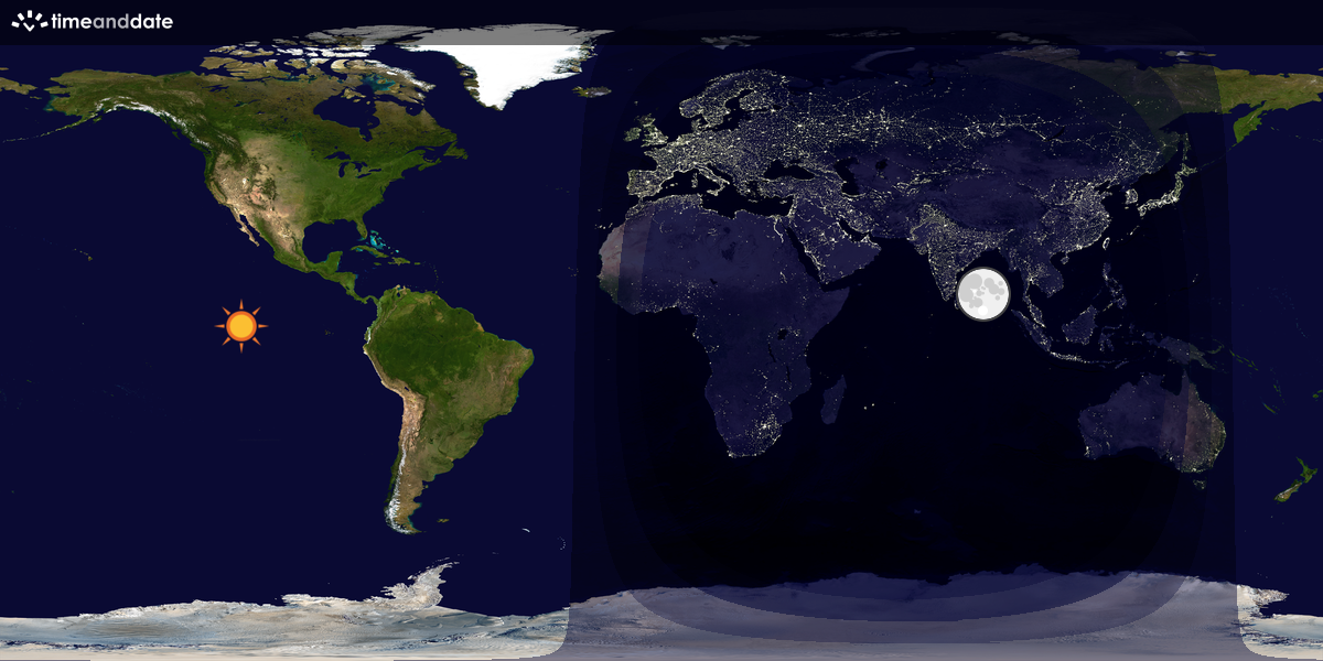 Verdenskart som viser dag og natt 