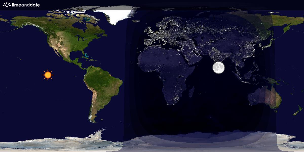 Verdenskart som viser dag og natt 